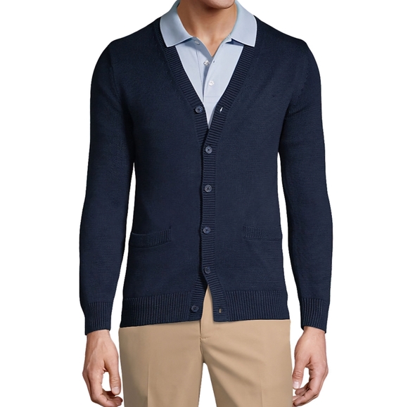 LANDS' END Men's Medium-sized Cotton Modal Button Front Cardigan Sw - Picture 9 of 9